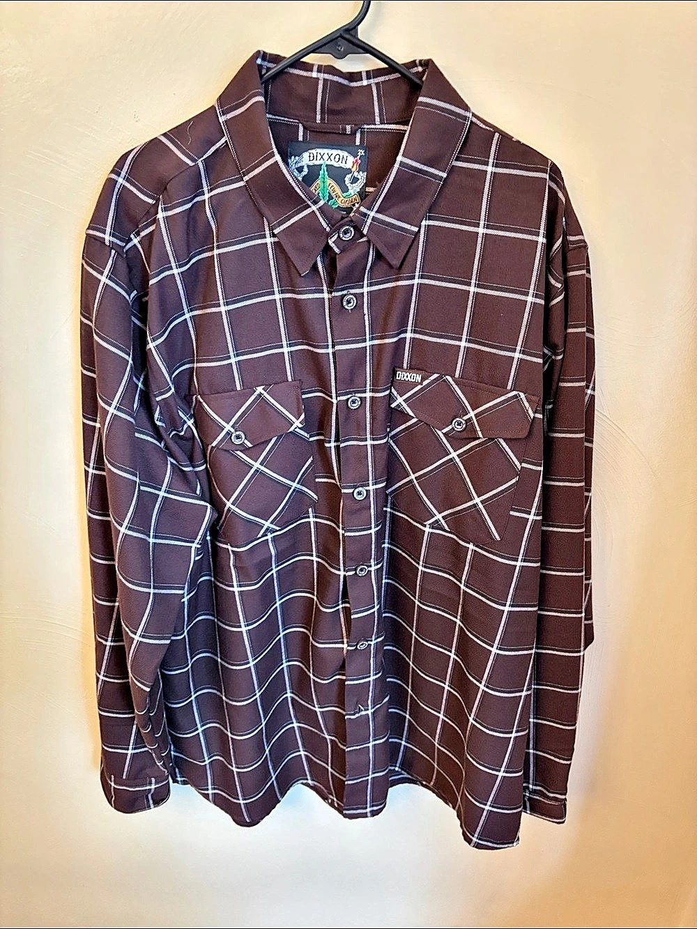 Dixxon Plaid Snap-Front Shirt Brown & White 2XL Like New
